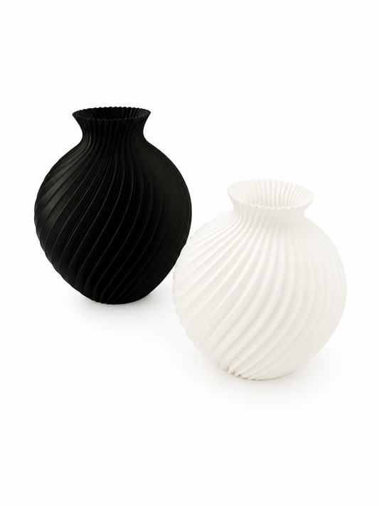 Modern Spiral Vase – Contemporary Home Decor Accent (Black or White)
