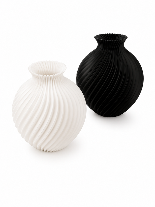 Modern Spiral Vase – Contemporary Home Decor Accent (Black or White)